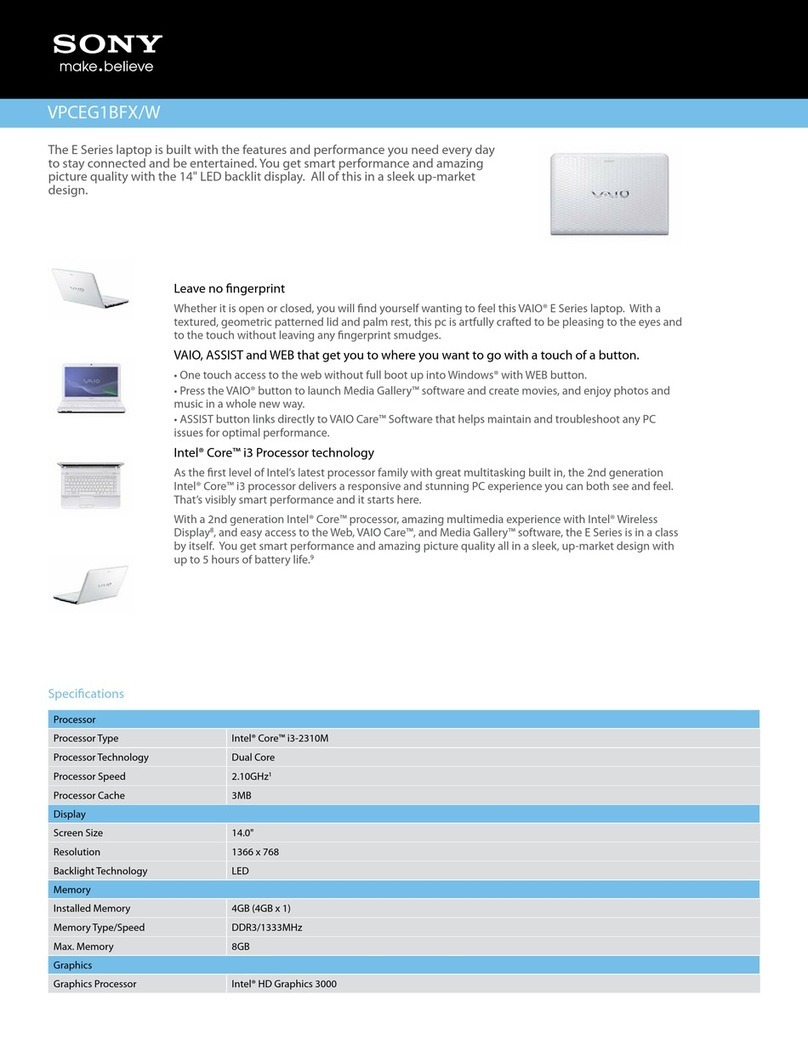 Sony VAIO VPCEG1BFXW User manual