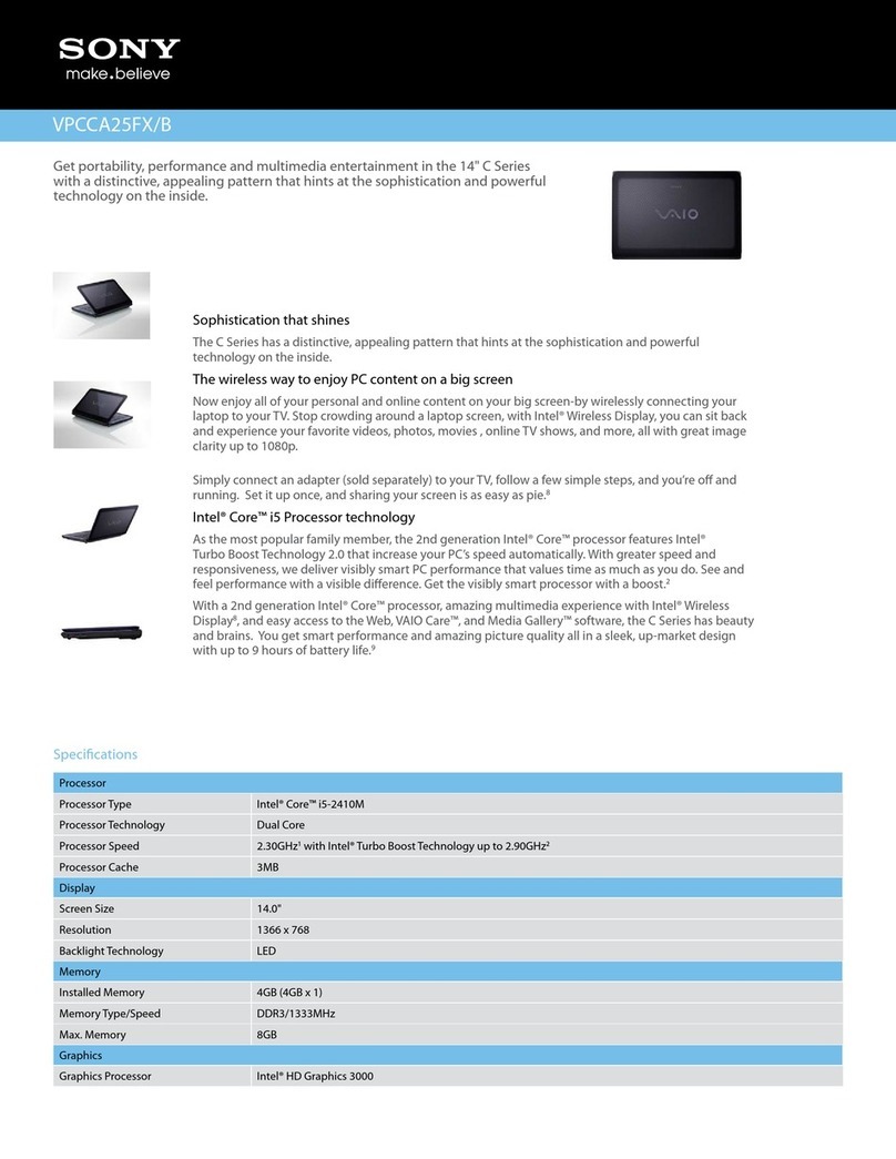 Sony VAIO VPCCA25FX/B User manual