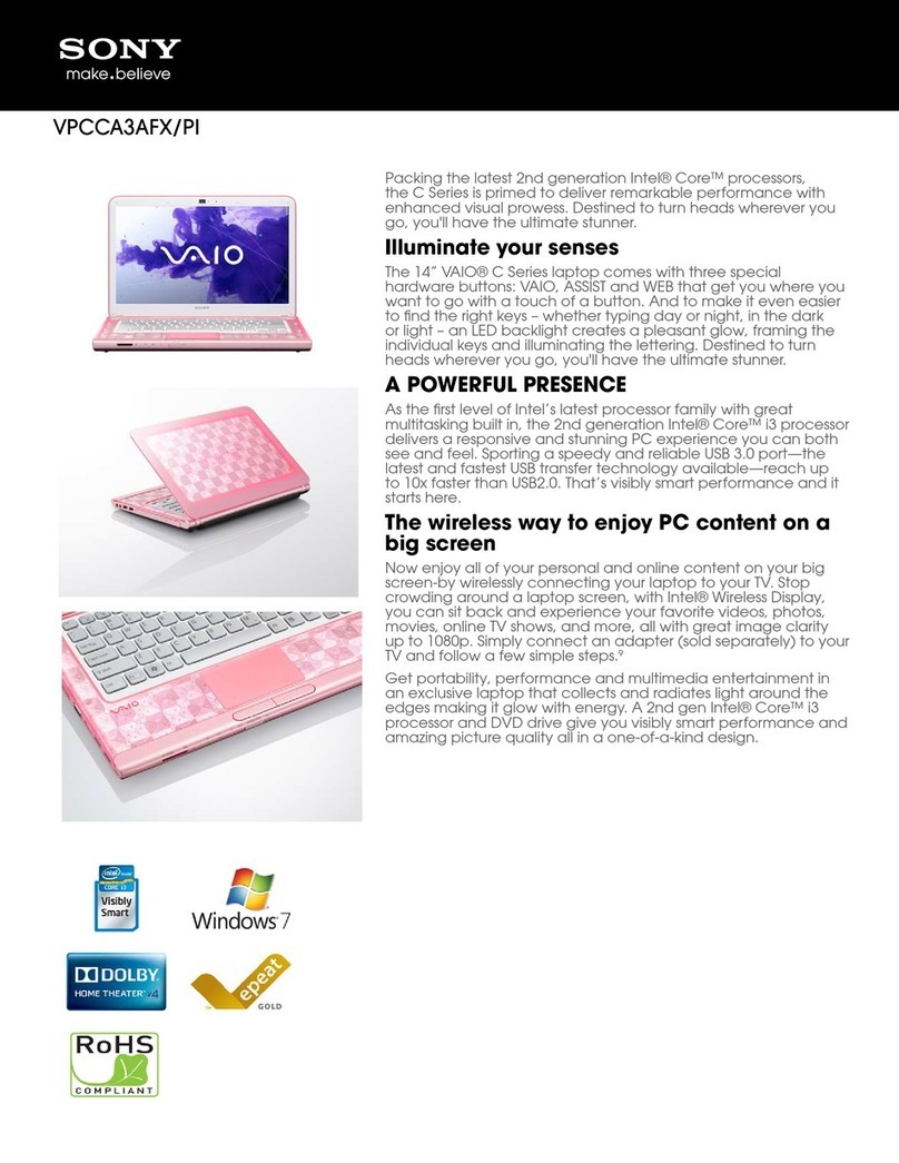 Sony VPCCA3AFX User manual