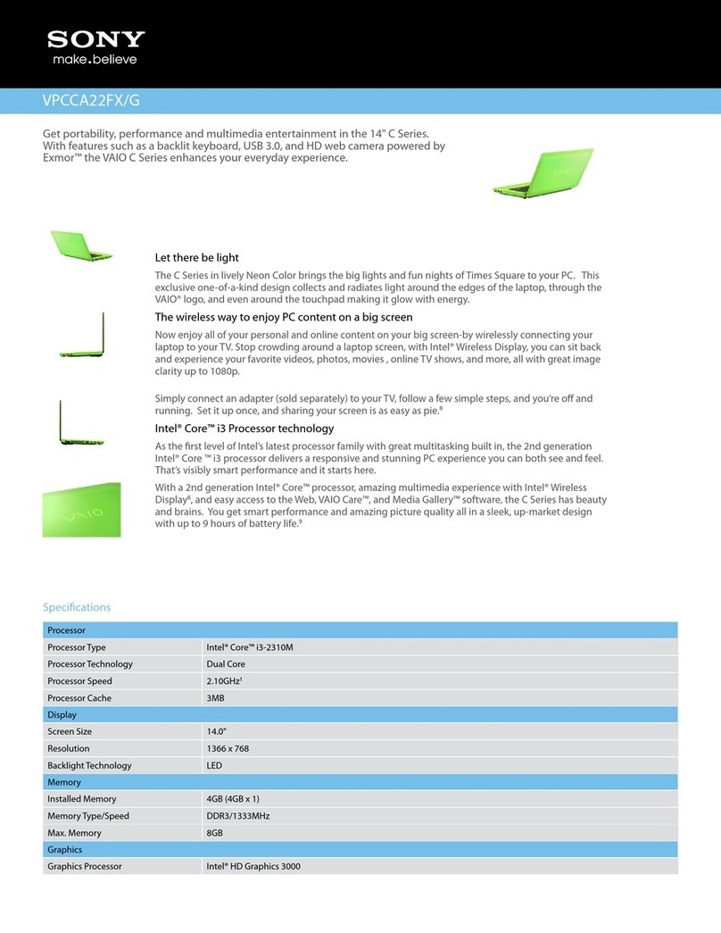 Sony VAIO VPCCA22FX/G User manual