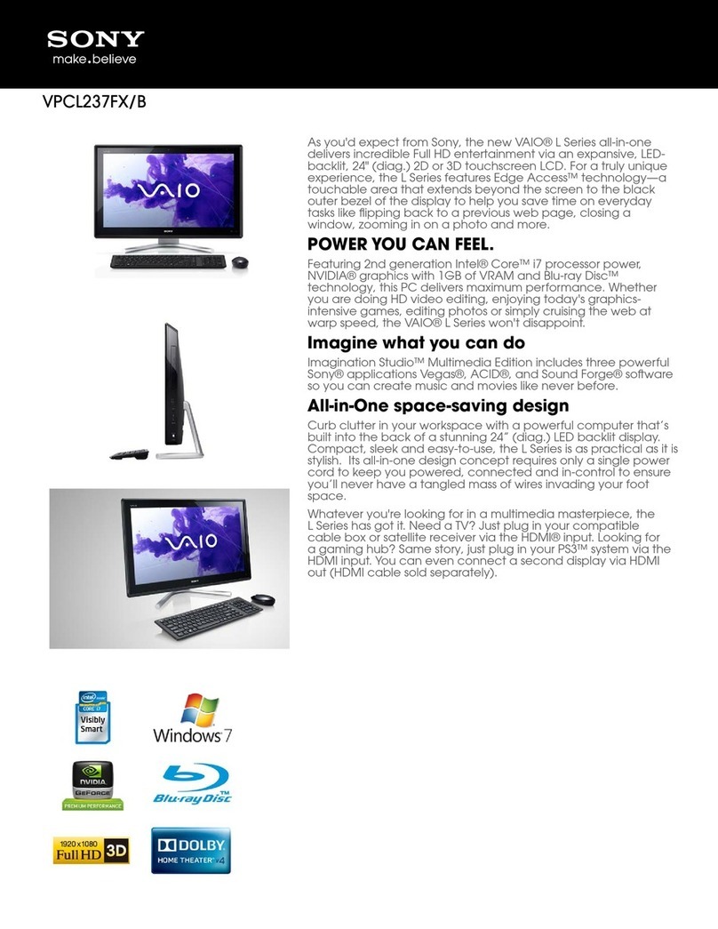 Sony VAIO VPCL237FX/B Specification sheet