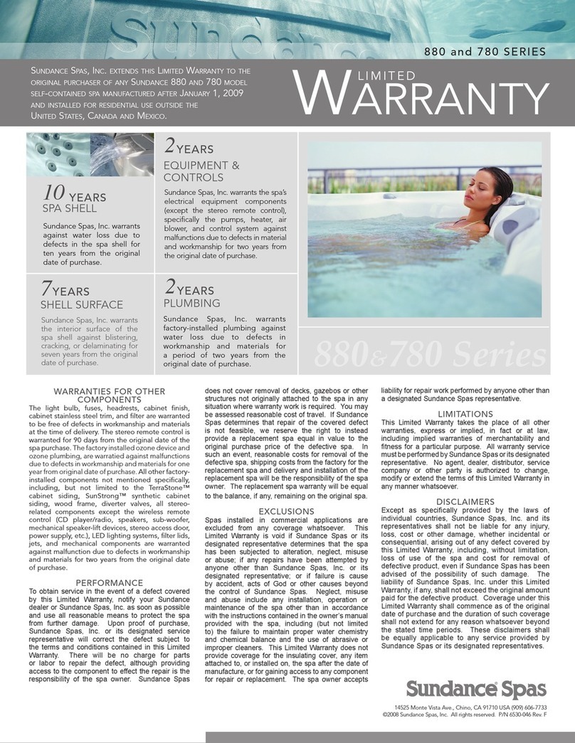 Sundance Spas ALTAMAR 880 Use and maintenance manual Sundance Spas ALTAMAR 880 Use and maintenance manual