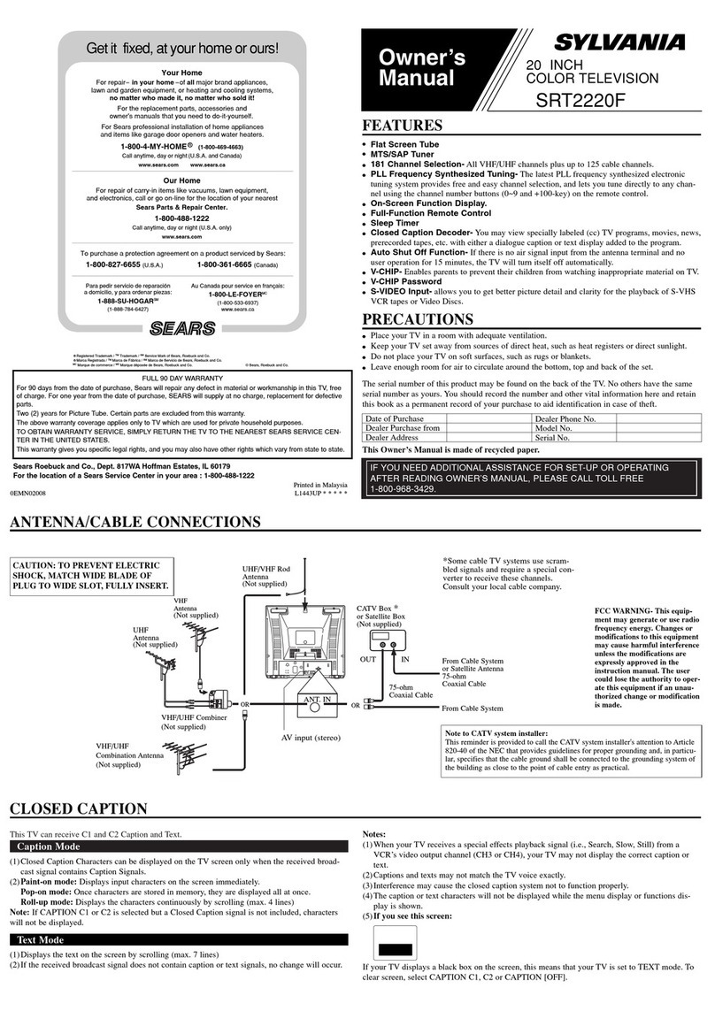 Sylvania SRT2220F owner's manual