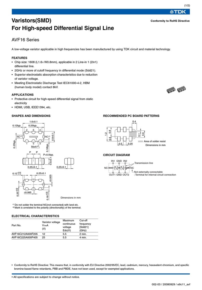 TDK Varistors(SMD) AVF16 Series User manual