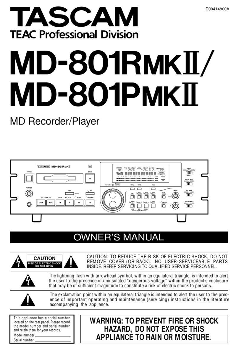 Tascam MD-801RmkII User manual