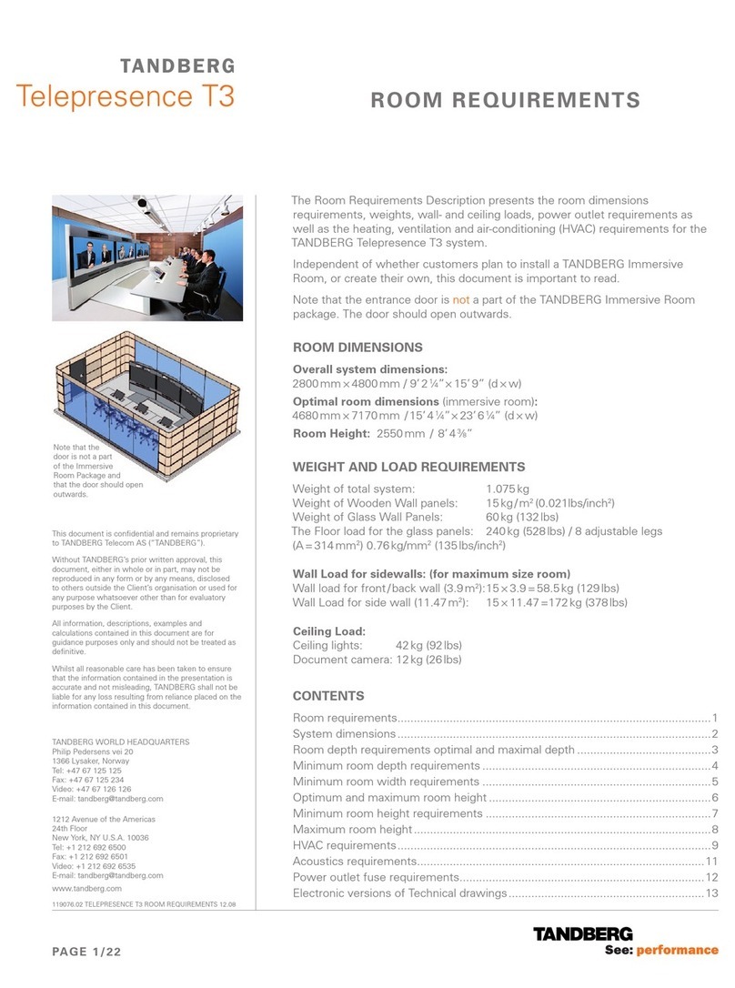 TANDBERG Telepresence T3 119076.02 Installation sheet