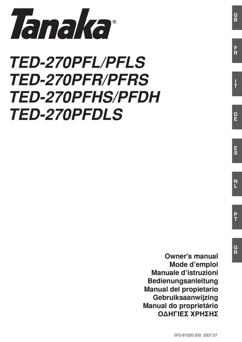 Tanaka TED-270PFL, TED-270PFLS, TED-270PFR, TED-270PFRS, TED-270PFHS, TED-270PFDH,... User manual Tanaka TED-270PFL, TED-270PFLS, TED-270PFR, TED-270PFRS, TED-270PFHS, TED-270PFDH,... User manual