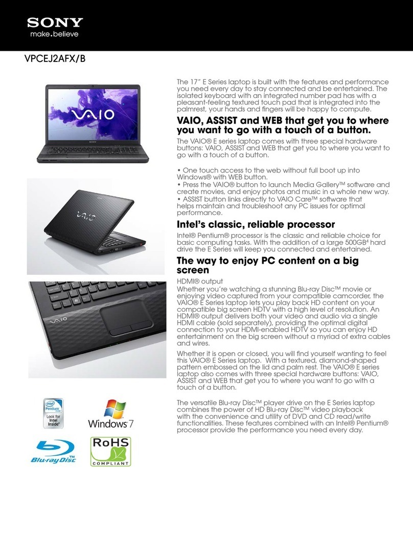 Sony VAIO VPCEJ2AFXB Specifications
