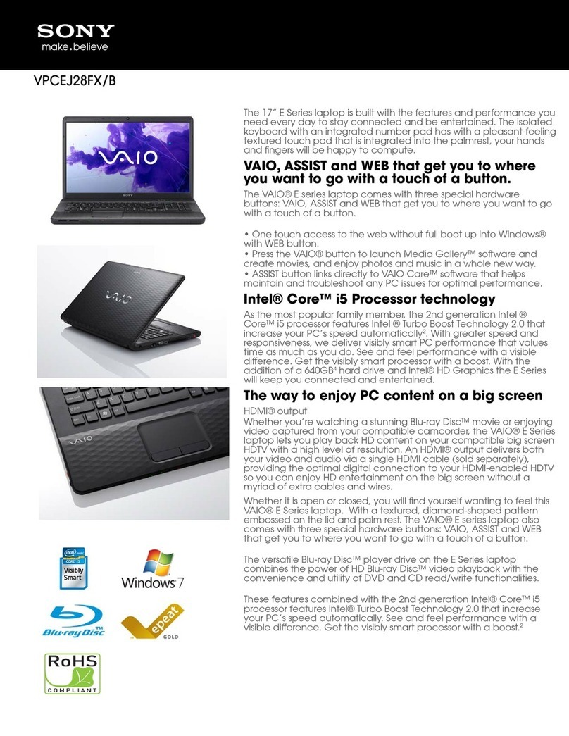 Sony VAIO VPCEJ28FXB Specifications