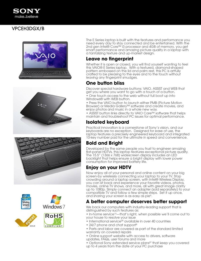 Sony VAIO VPCEH3DGX User manual Sony VAIO VPCEH3DGX User manual