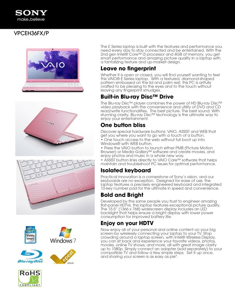 Sony VAIO VPCEH36FXP User manual