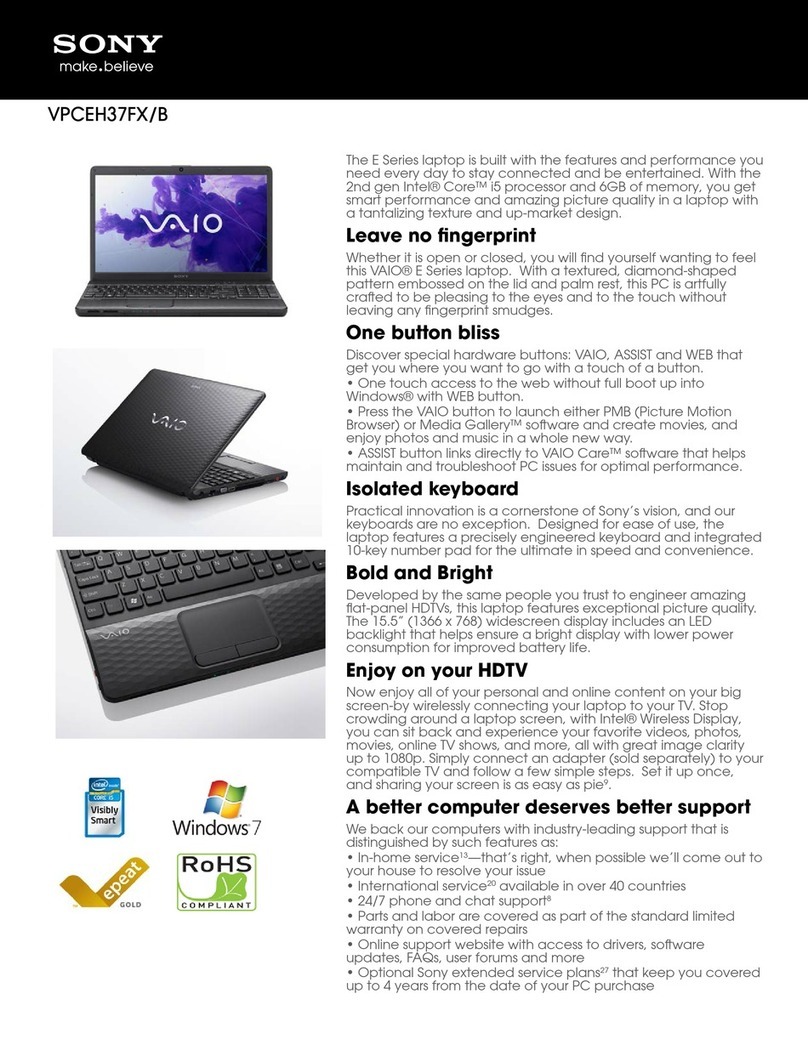 Sony VAIO VPCEH37FXB User manual