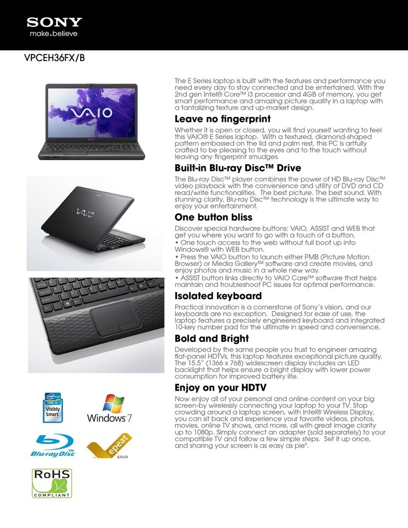 Sony VAIO VPCEH36FXB User manual