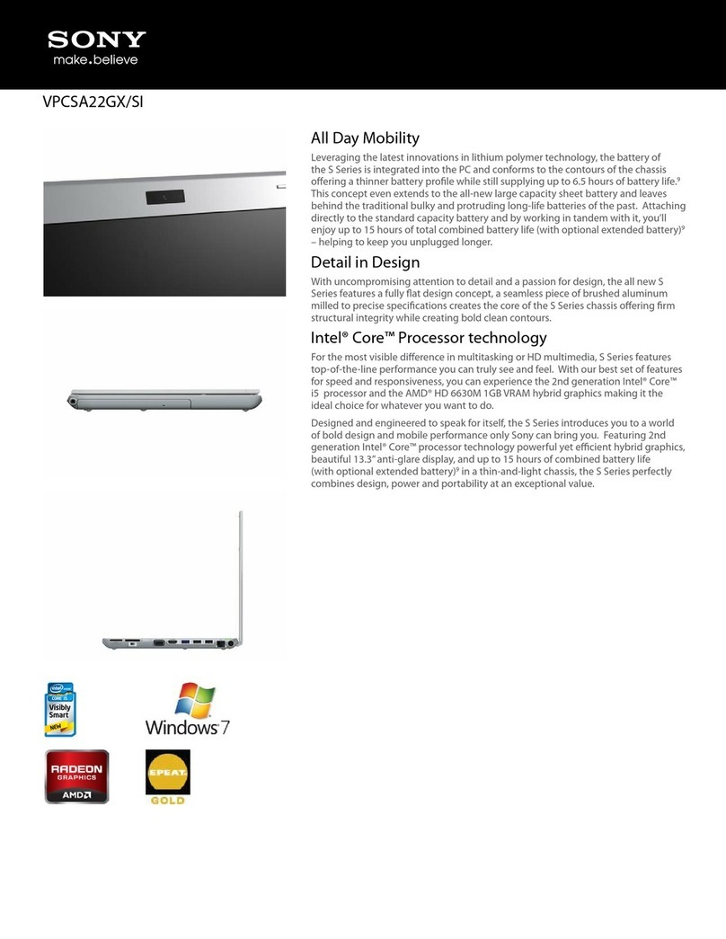 Sony VAIO VPCSA22GXSI User manual