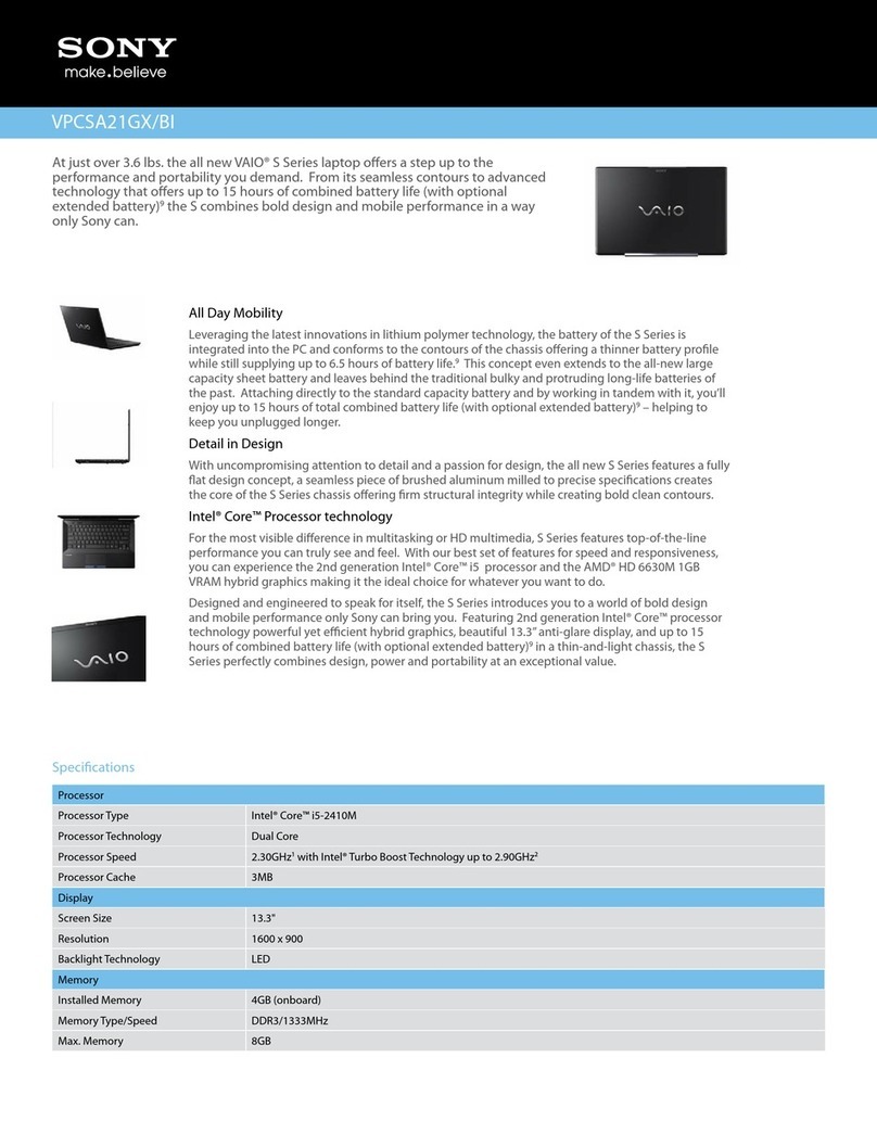 Sony VAIO VPCSA21GXBI User manual