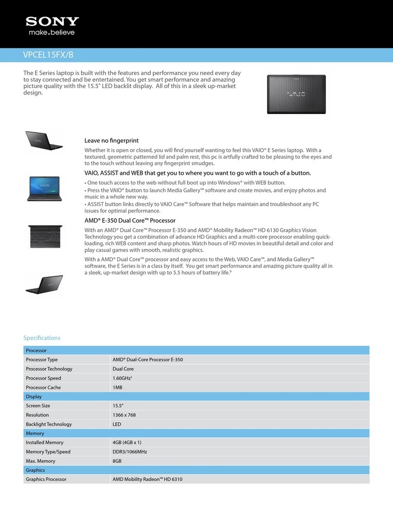 Sony VAIO VPCEL15FXB User manual