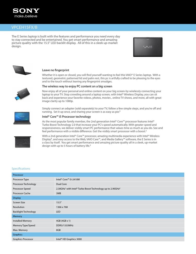Sony VAIO VPCEH15FXB User manual