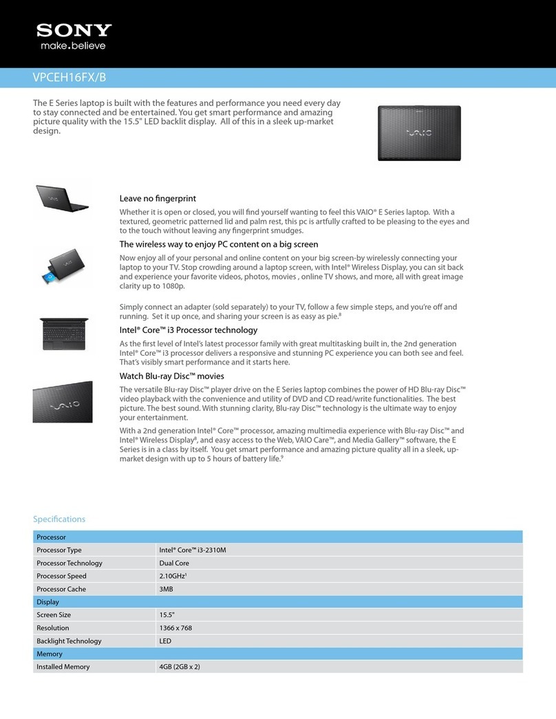 Sony VAIO VPCEH16FXB User manual