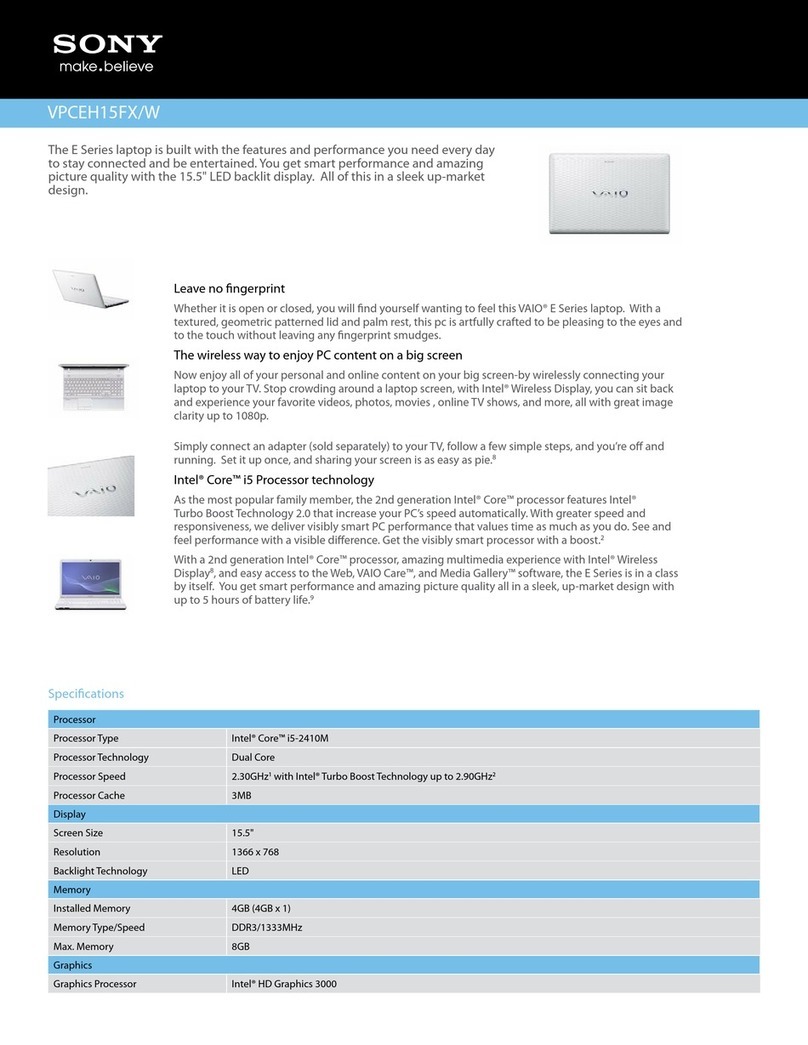 Sony VAIO VPCEH15FXW User manual