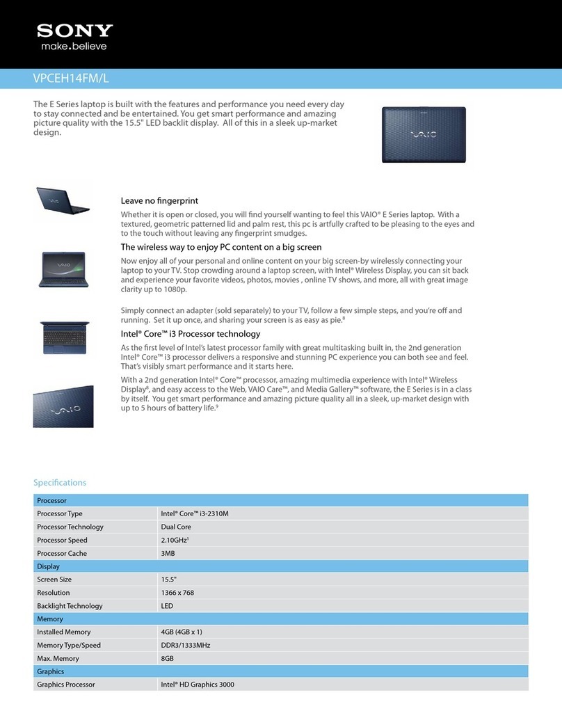 Sony VAIO VPCEH14FML Specifications