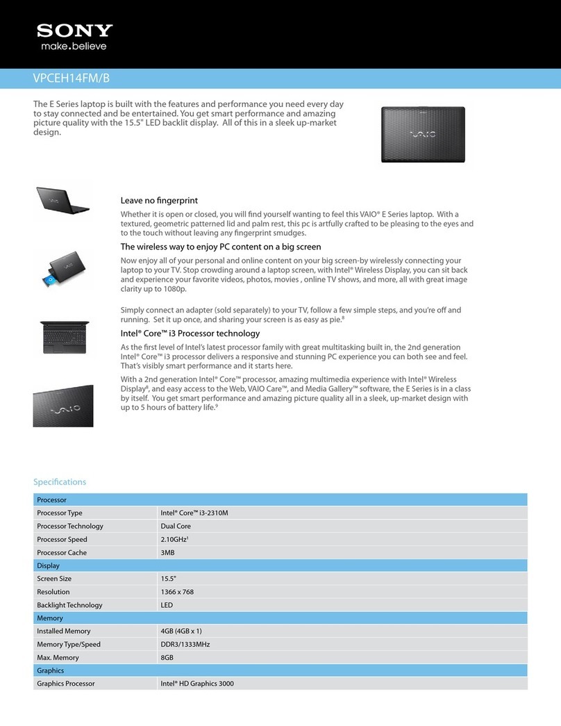 Sony VAIO VPCEH14FMB User manual