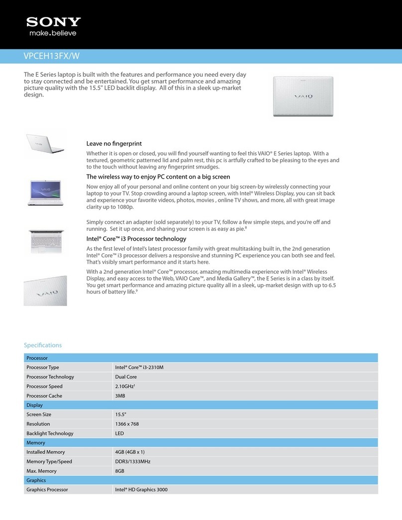 Sony VAIO VPCEH13FXW User manual
