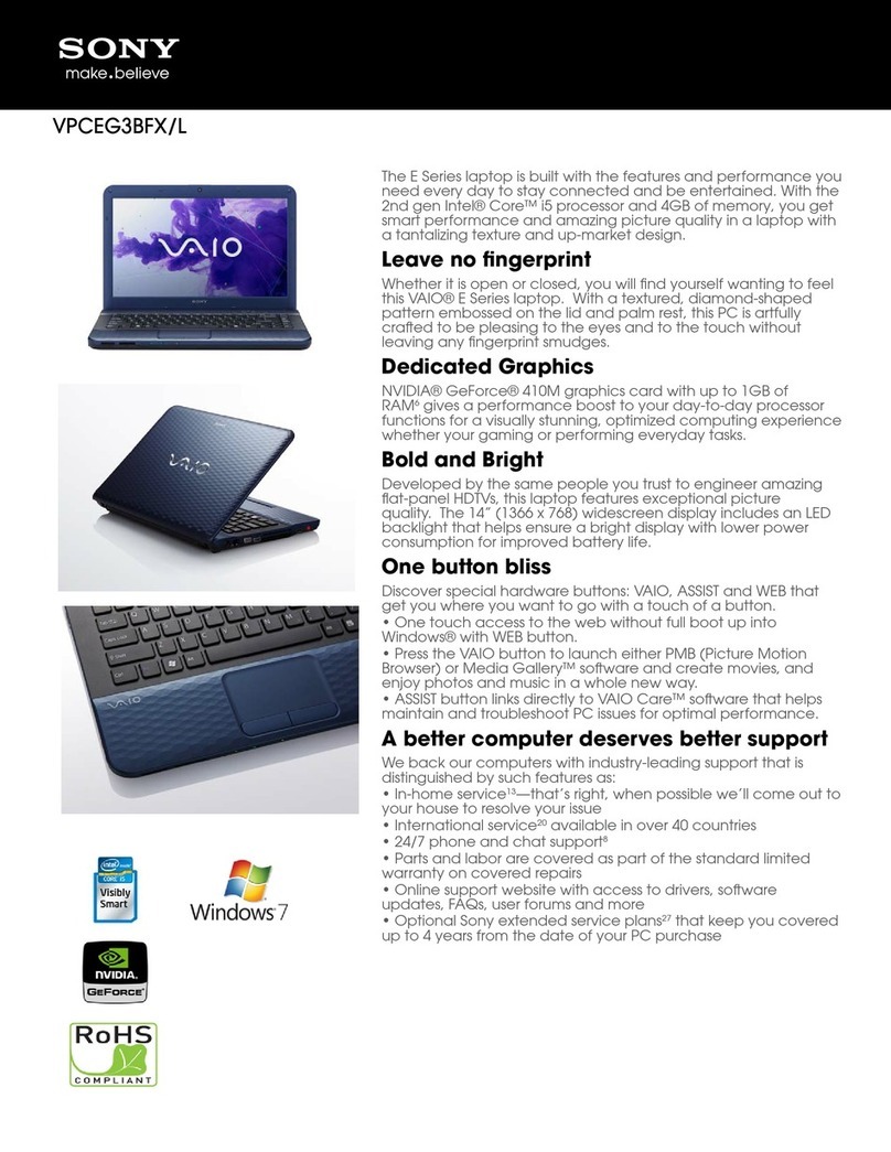 Sony VAIO VPCEG3BFXL User manual