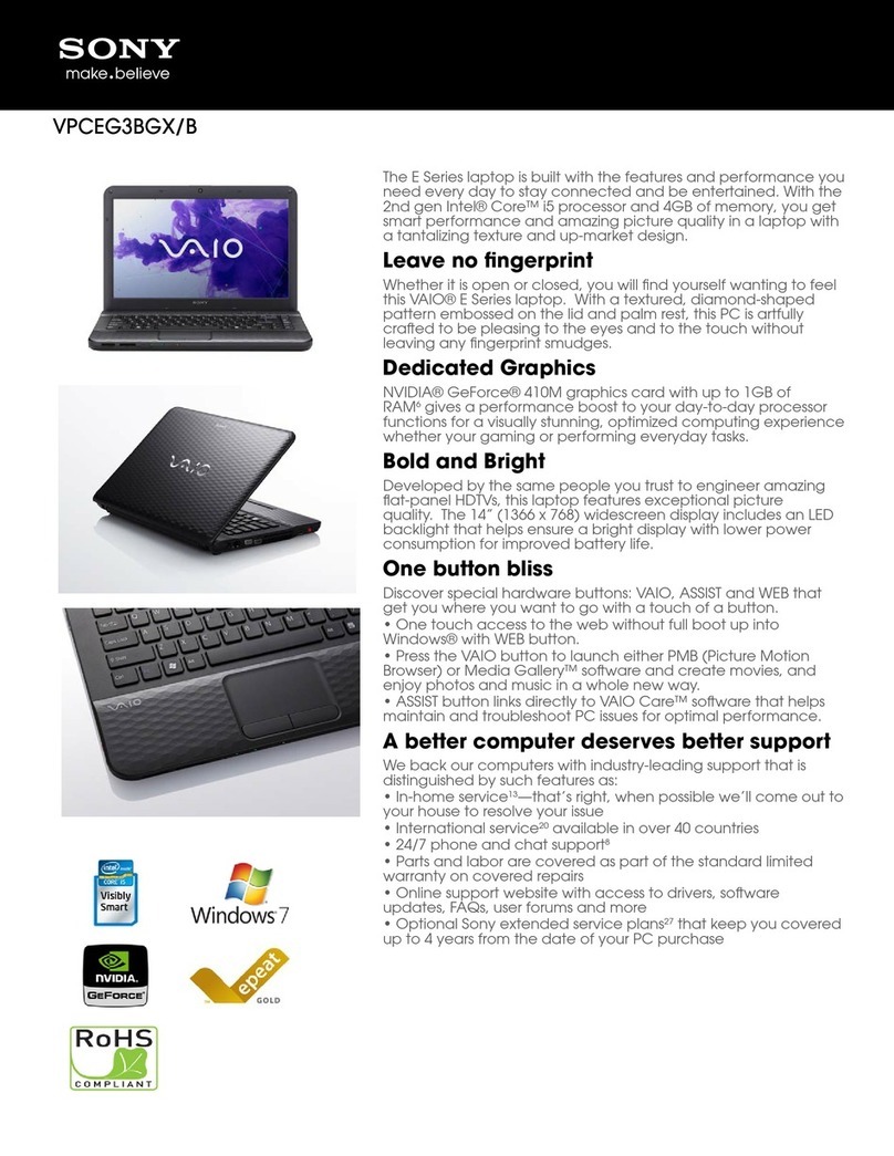 Sony VAIO VPCEG3BGX User manual Sony VAIO VPCEG3BGX User manual