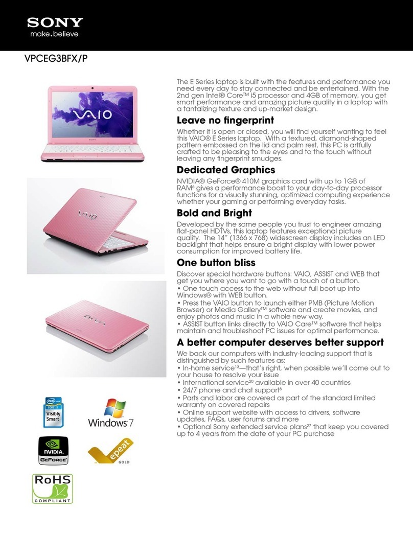 Sony VAIO VPCEG3BFXP User manual