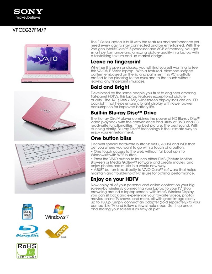 Sony VAIO VPCEG37FMP User manual