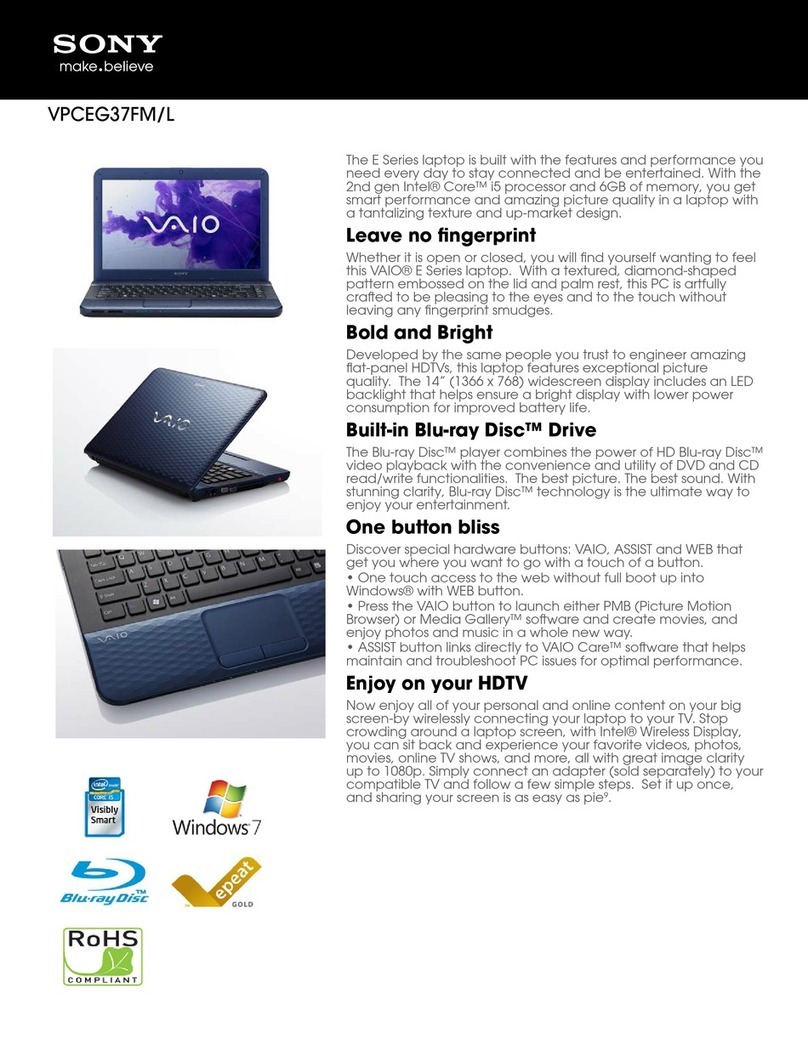 Sony VAIO VPCEG37FML User manual