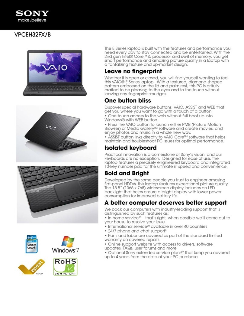 Sony VAIO VPCEH32FXB User manual