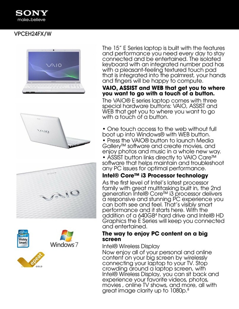 Sony VAIO VPCEH24FXW User manual