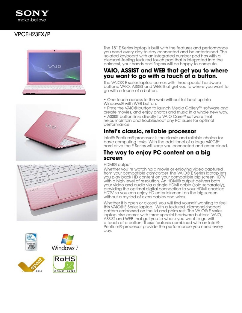 Sony VAIO VPCEH23FXP Specifications