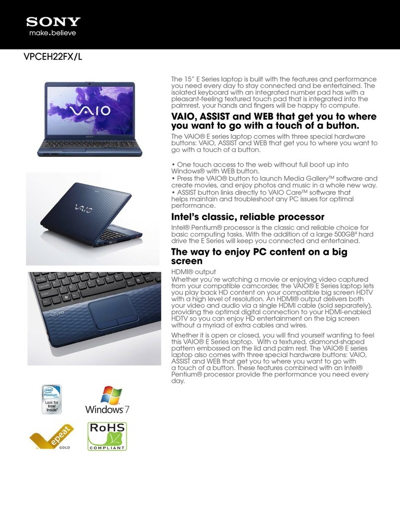 Sony VAIO VPCEH22FXL User manual Sony VAIO VPCEH22FXL User manual