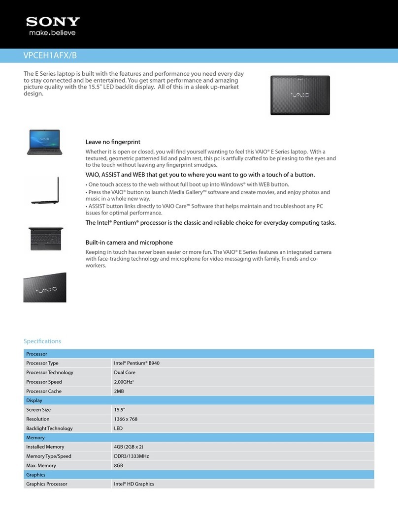 Sony VAIO VPCEH1AFXB User manual