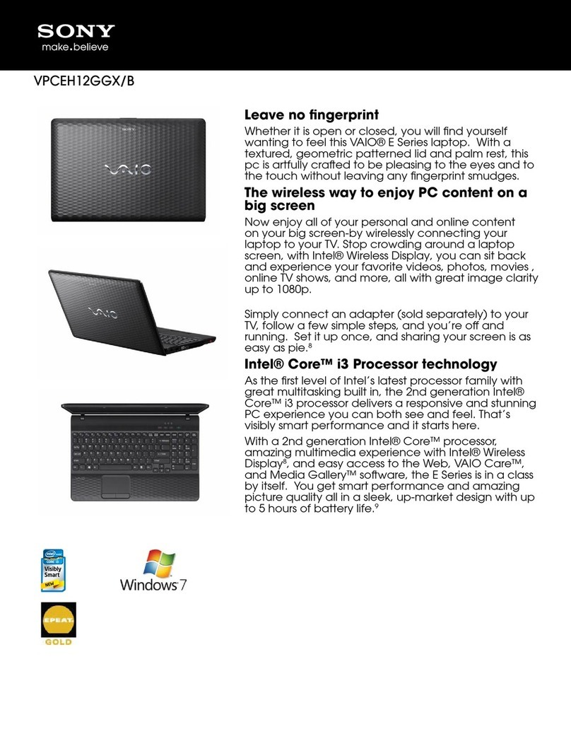 Sony VAIO VPCEH12GGX/B Specifications