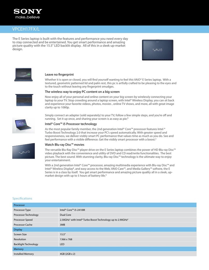 Sony VAIO VPCEH17FXL User manual