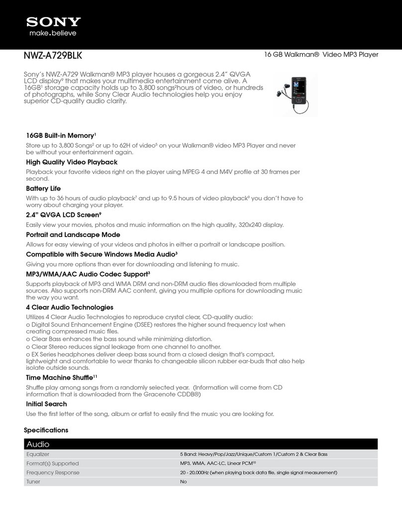 Sony Walkman NWZ-A729BLK User manual