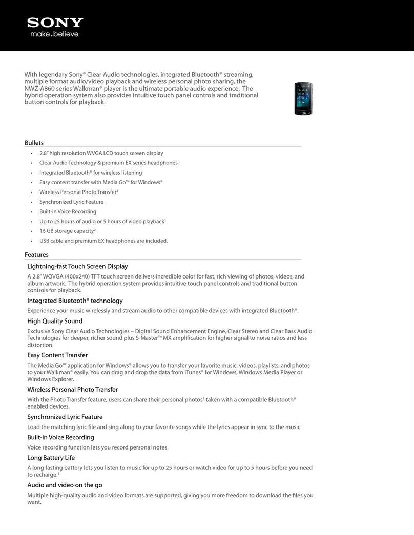 Sony NWZ-A865 User manual