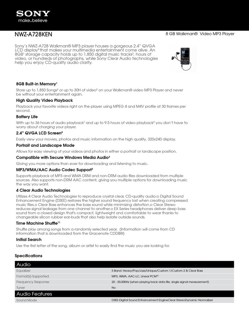 Sony Walkman NWZ-A728KEN User manual