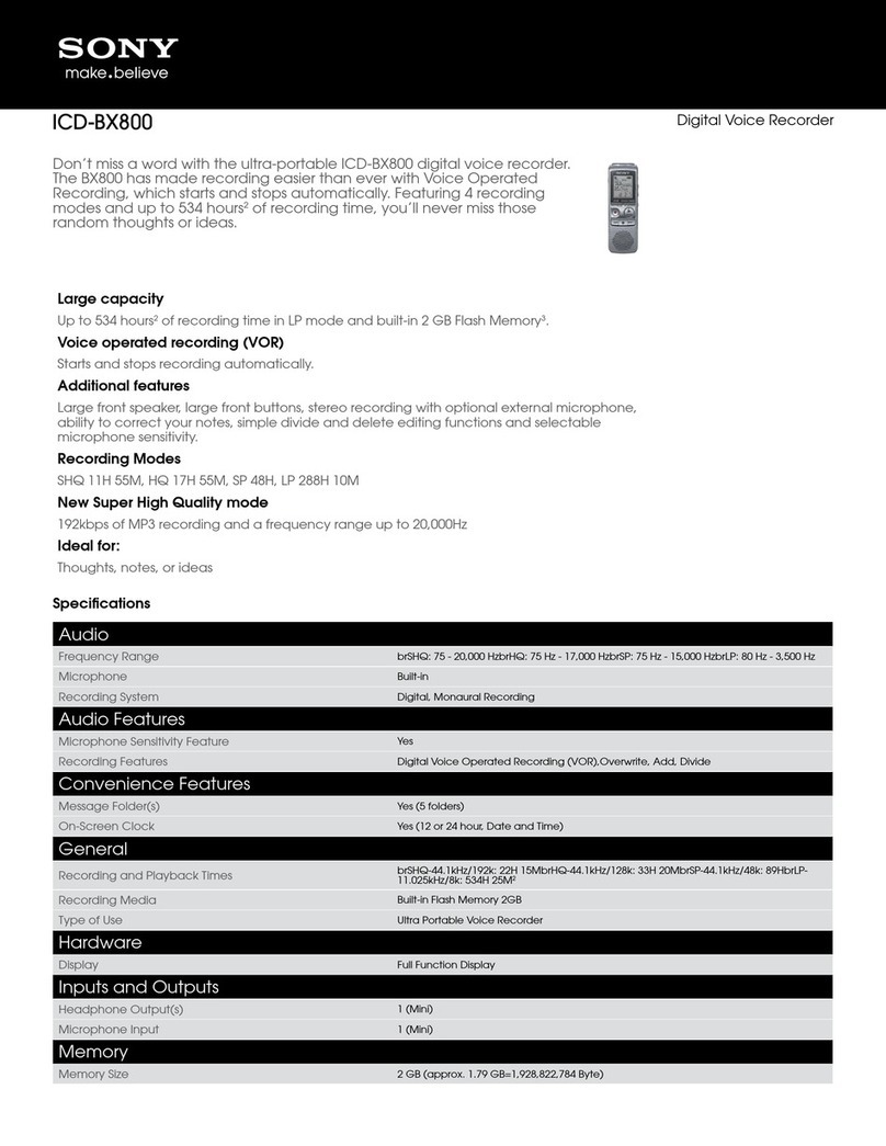 Sony ICD-BX800 Specifications