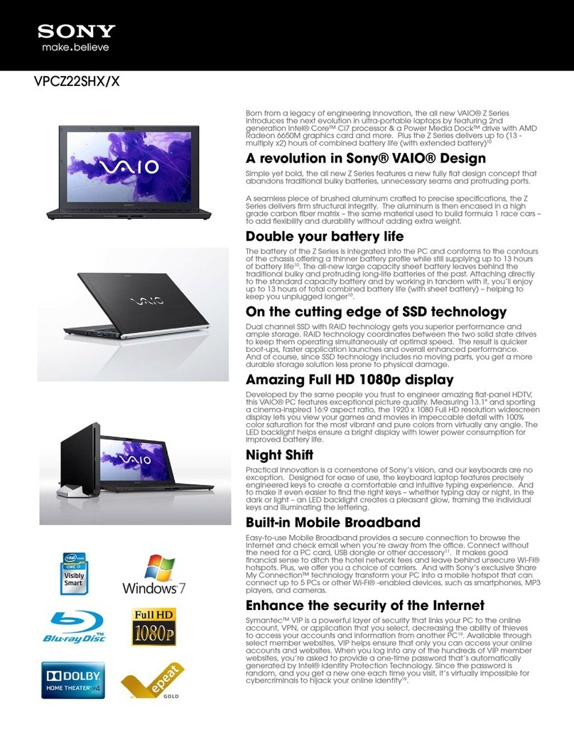 Sony VAIO VPCZ22SHX/X User manual