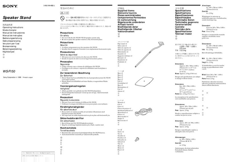 Sony WSF-150 operating instructions
