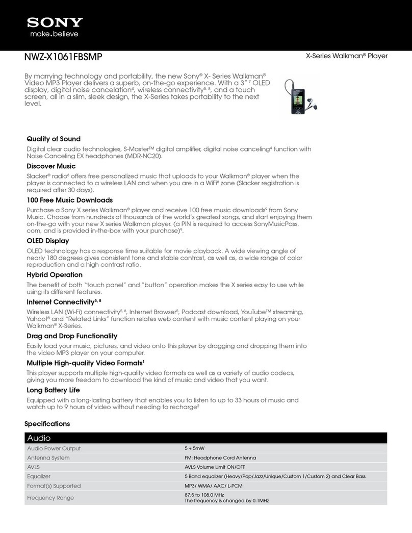 Sony Walkman NWZ-X1061FBSMP User manual
