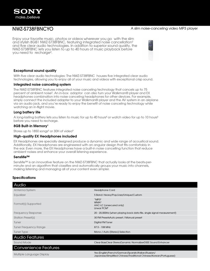 Sony Walkman NWZ-S738FBNCYO User manual