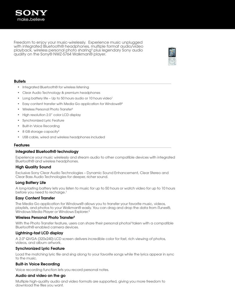 Sony Walkman NWZ-S764 User manual