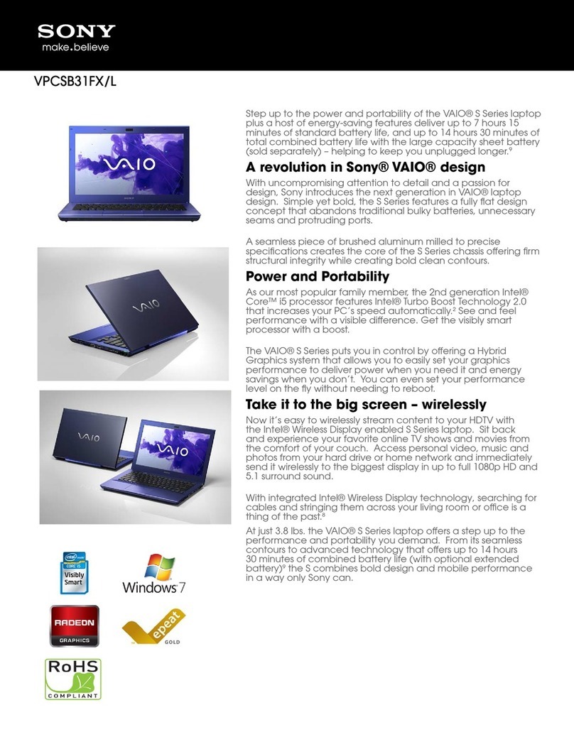Sony VAIO VPCSB31FX/L User manual