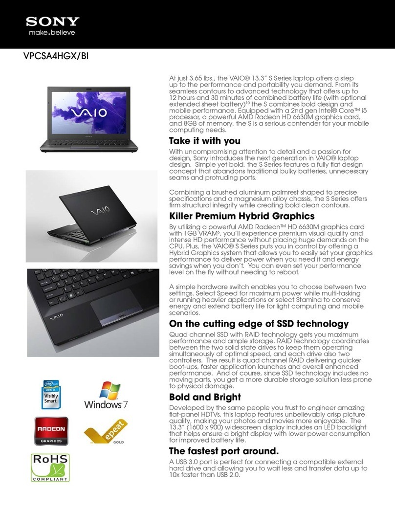 Sony VAIO VPCSA4HGX/BI User manual