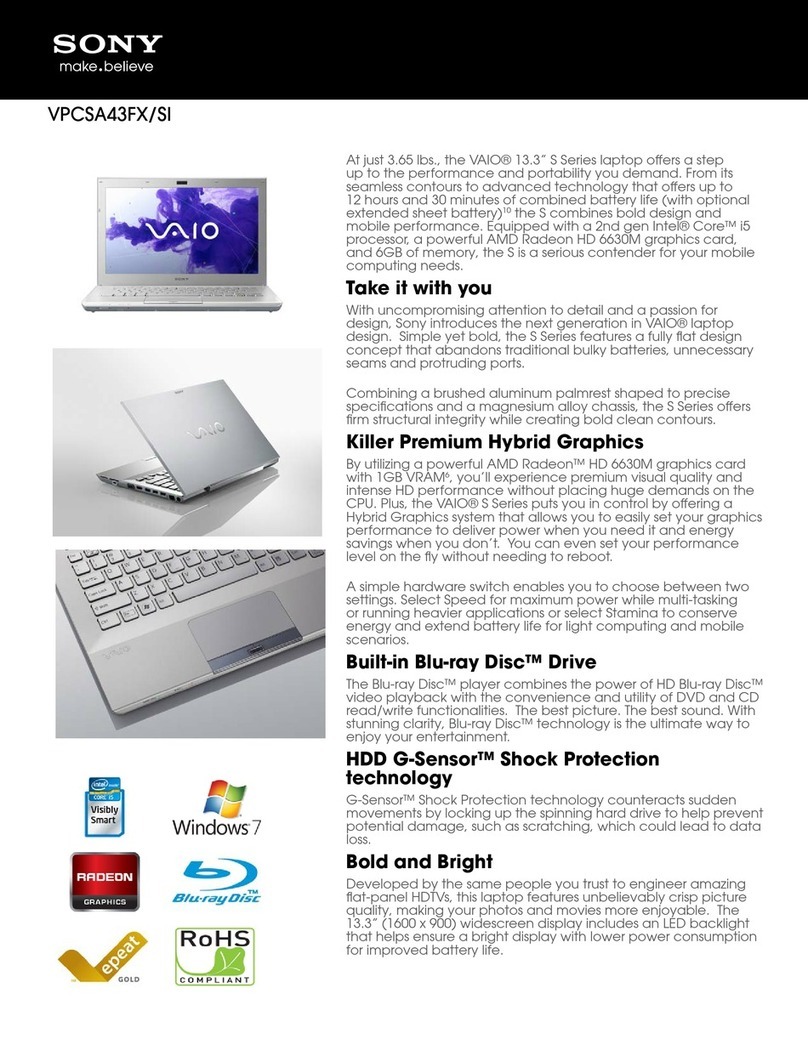 Sony VAIO VPCSA43FX/SI User manual